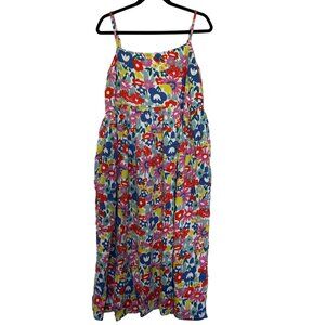 Hanna Andersson Womens Flower Frenzy Muslin Cotton Maxi Dress Size XL Multicolor